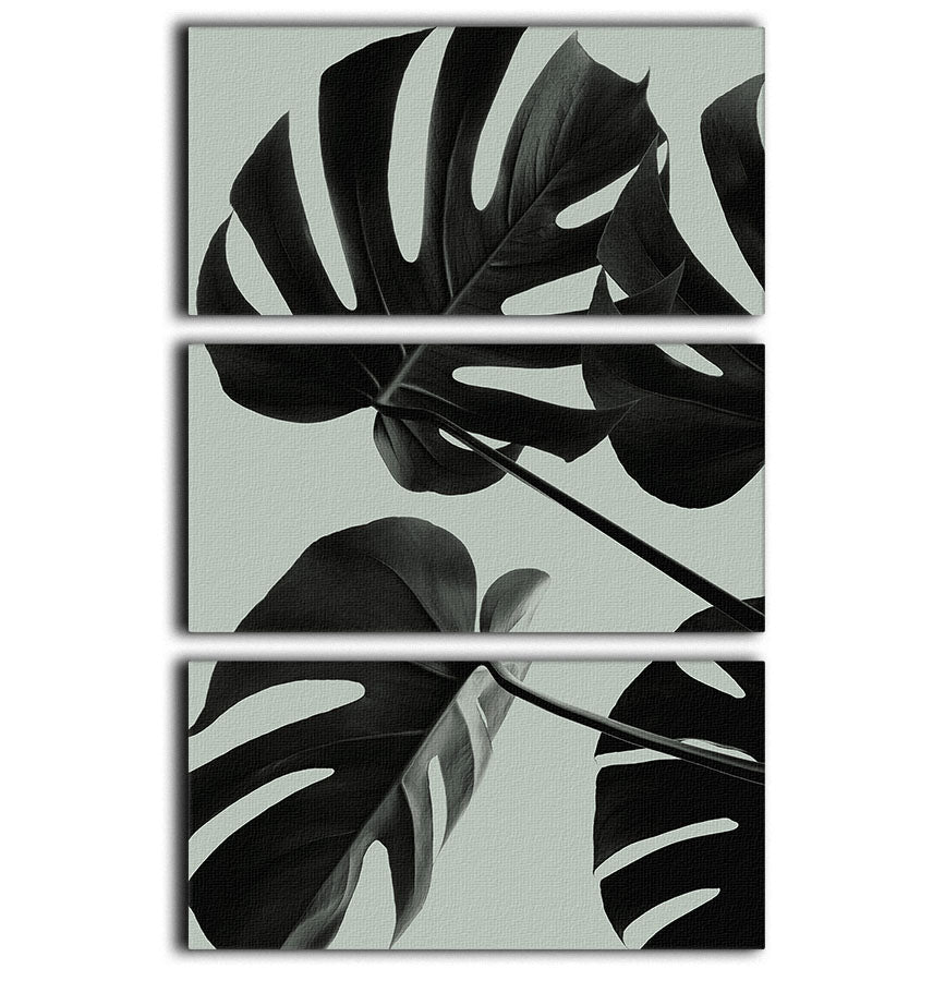 Monstera Teal 08 3 Split Panel Canvas Print - Canvas Art Rocks - 1