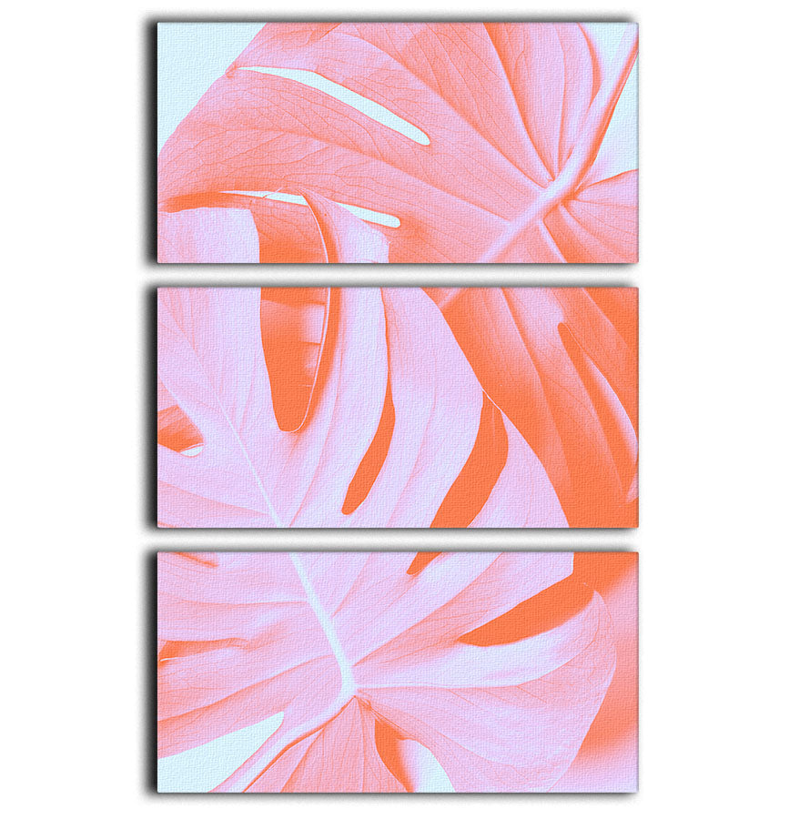 Monstera Orange 03 3 Split Panel Canvas Print - Canvas Art Rocks - 1