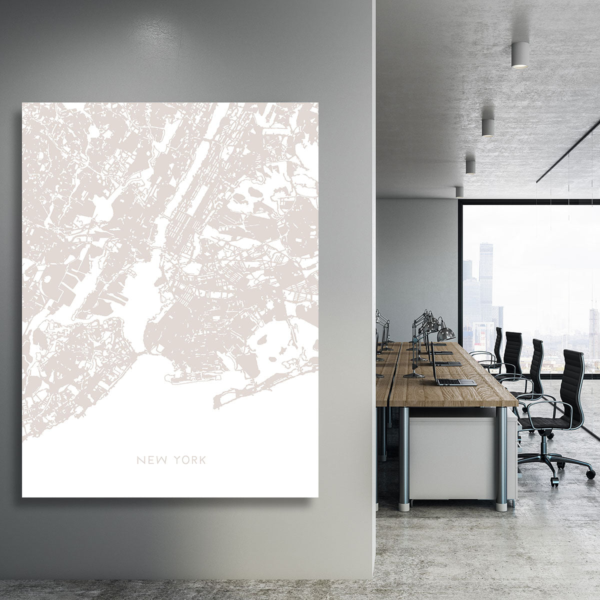 New York Map Canvas Print or Poster - Canvas Art Rocks - 3