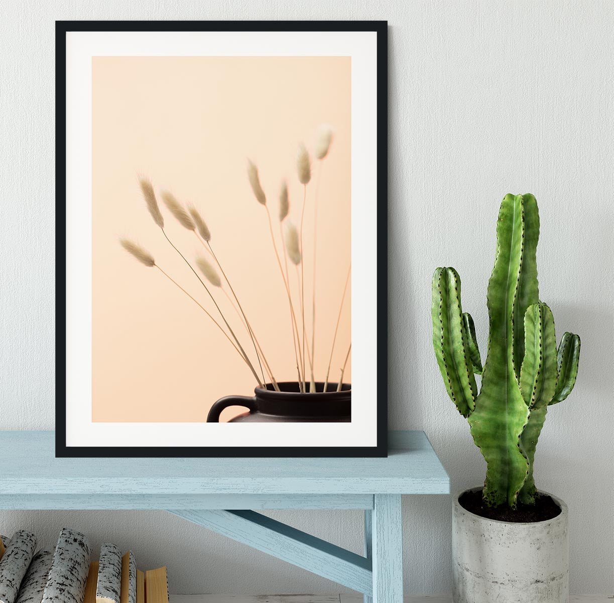 Bunny Grass Peach 01 Framed Print - Canvas Art Rocks - 1