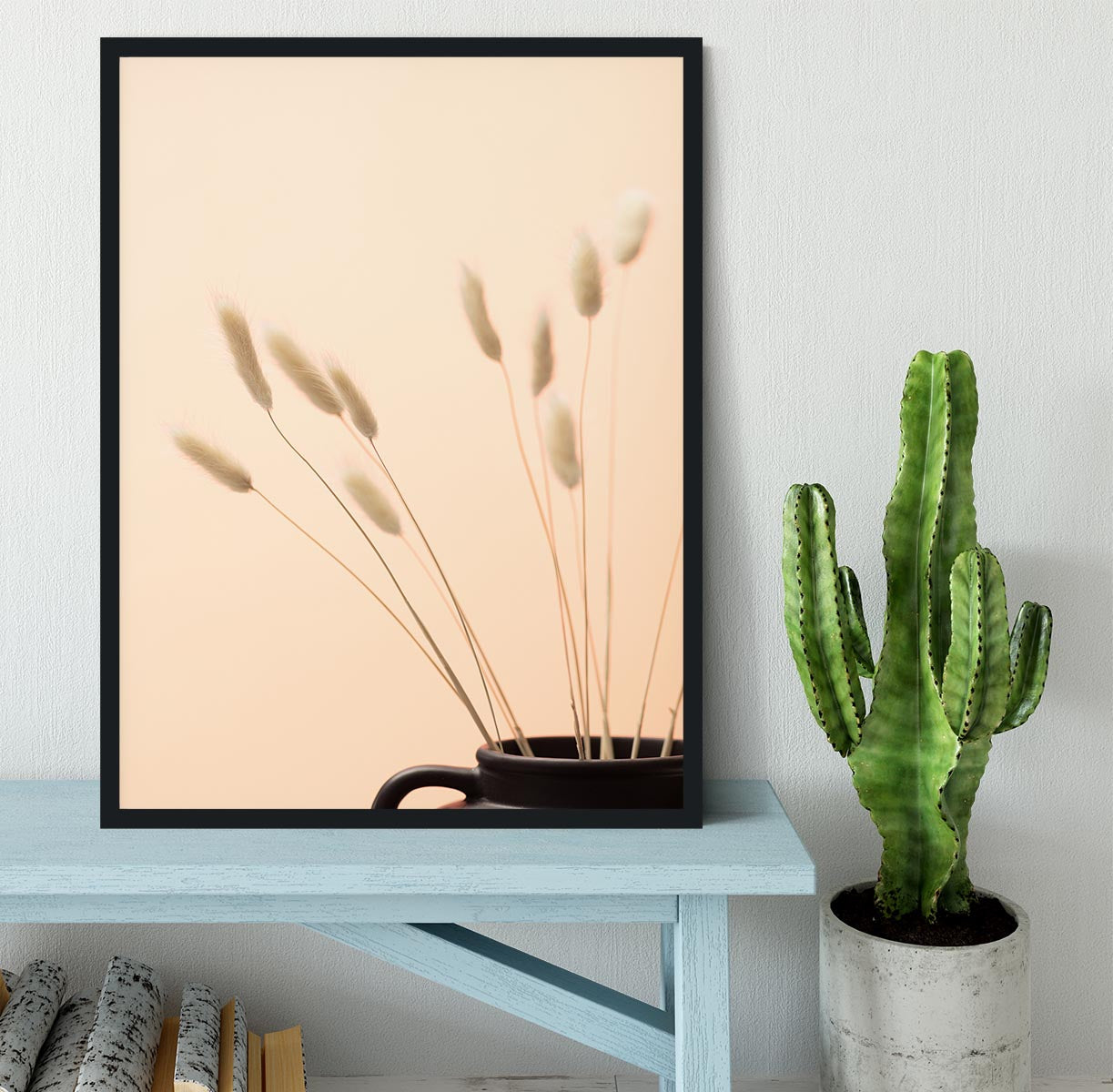 Bunny Grass Peach 01 Framed Print - Canvas Art Rocks - 2