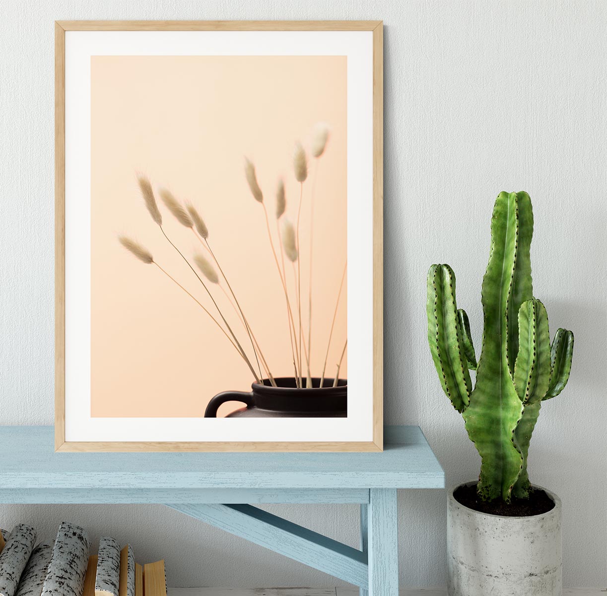 Bunny Grass Peach 01 Framed Print - Canvas Art Rocks - 3
