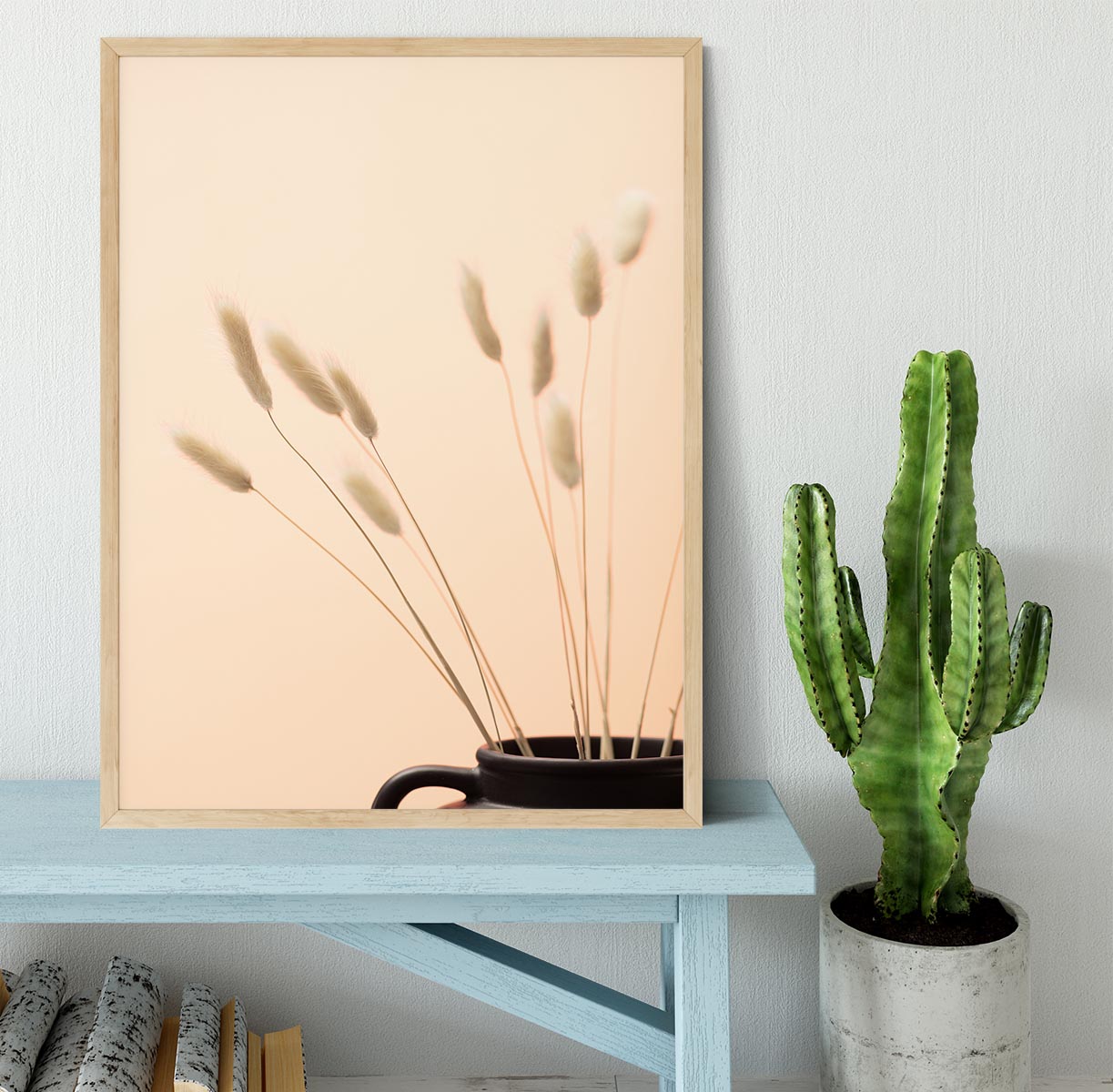 Bunny Grass Peach 01 Framed Print - Canvas Art Rocks - 4