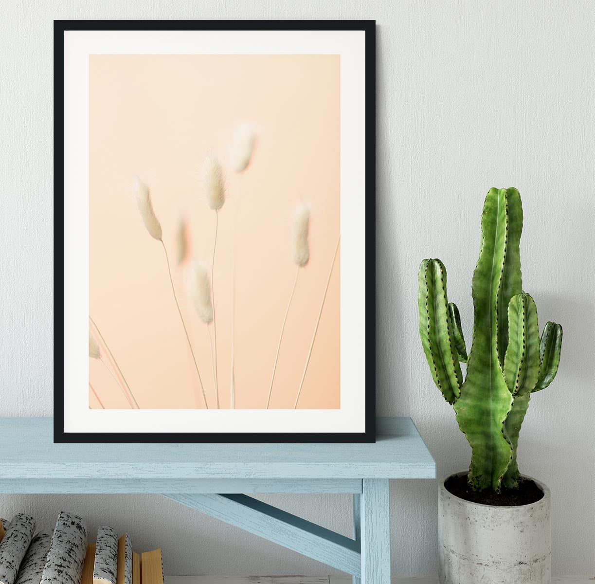 Bunny Grass Peach 06 Framed Print - Canvas Art Rocks - 1