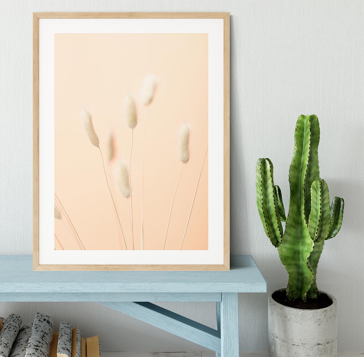 Bunny Grass Peach 06 Framed Print - Canvas Art Rocks - 3