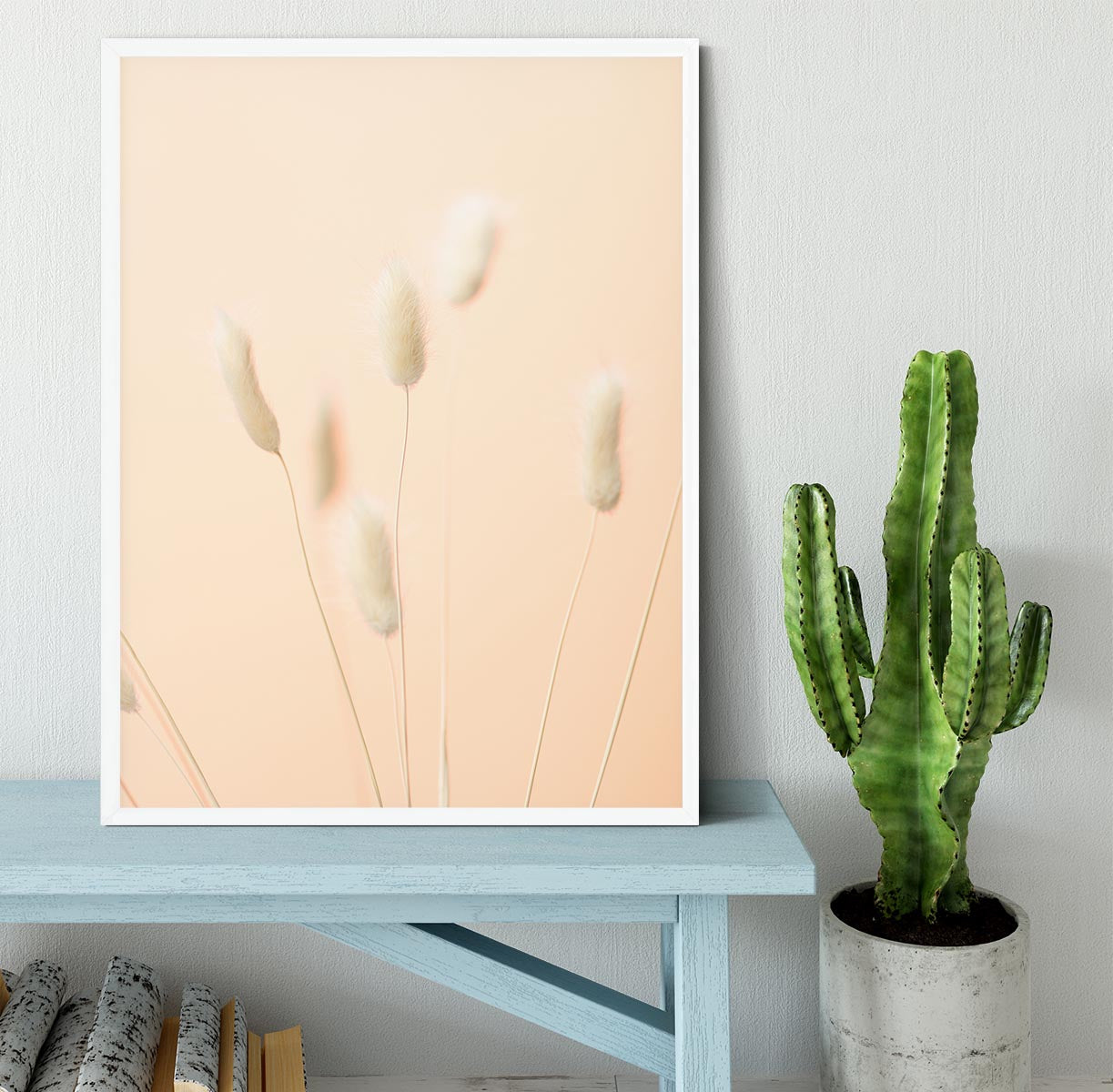 Bunny Grass Peach 06 Framed Print - Canvas Art Rocks -6