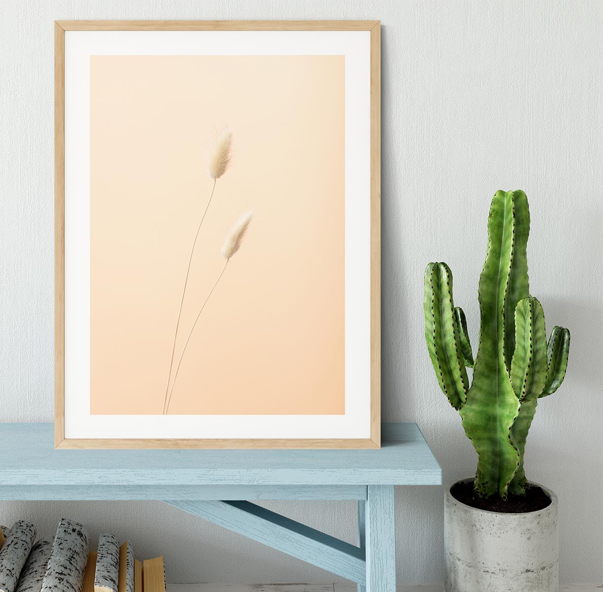 Bunny Grass Peach 08 Framed Print - Canvas Art Rocks - 3