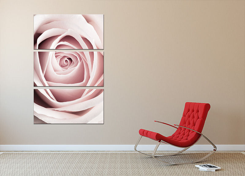 Pink Rose No 1 3 Split Panel Canvas Print - Canvas Art Rocks - 2