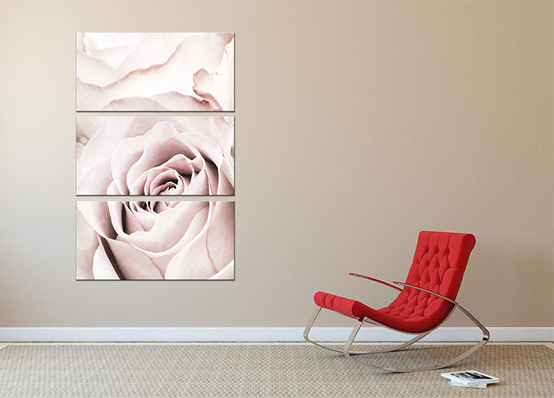 Pink Rose No 05 3 Split Panel Canvas Print - Canvas Art Rocks - 2