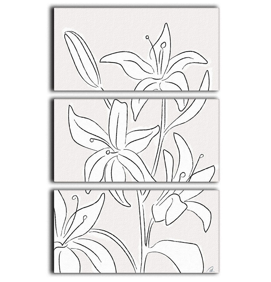 Lillies No 03 3 Split Panel Canvas Print - Canvas Art Rocks - 1