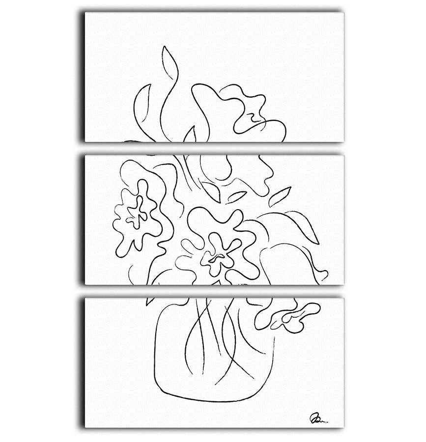 Flower Bouquet White 3 Split Panel Canvas Print - Canvas Art Rocks - 1