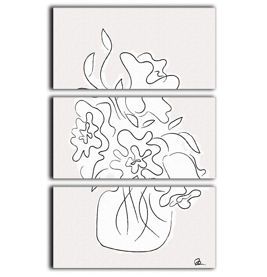 Flower Bouquet Grey 3 Split Panel Canvas Print - Canvas Art Rocks - 1