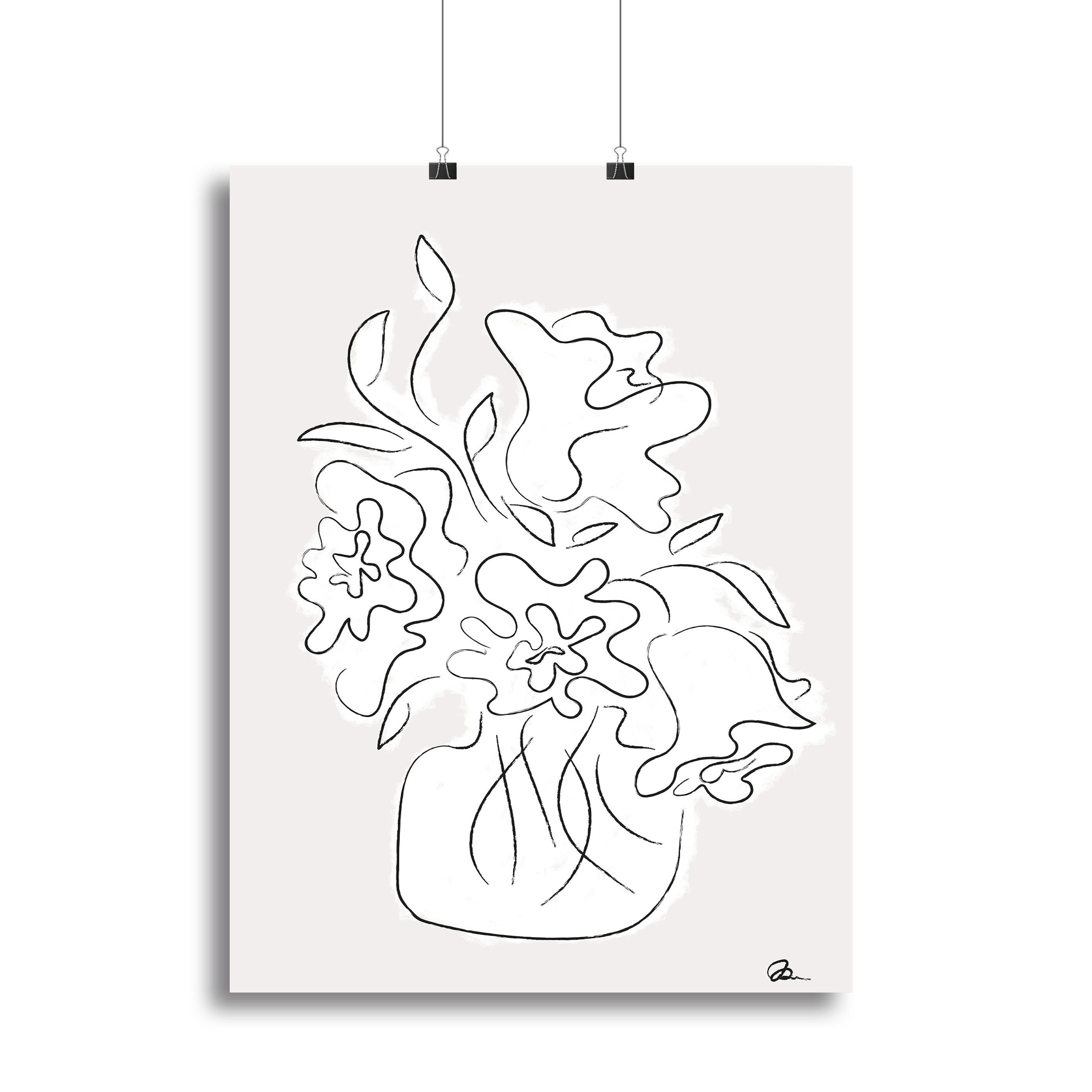 Flower Bouquet Grey Canvas Print or Poster - Canvas Art Rocks - 2