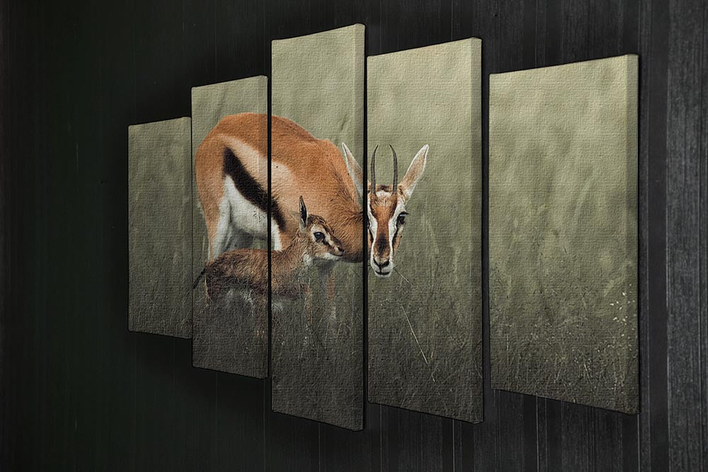 Gazelles Grazing 5 Split Panel Canvas - Canvas Art Rocks - 2
