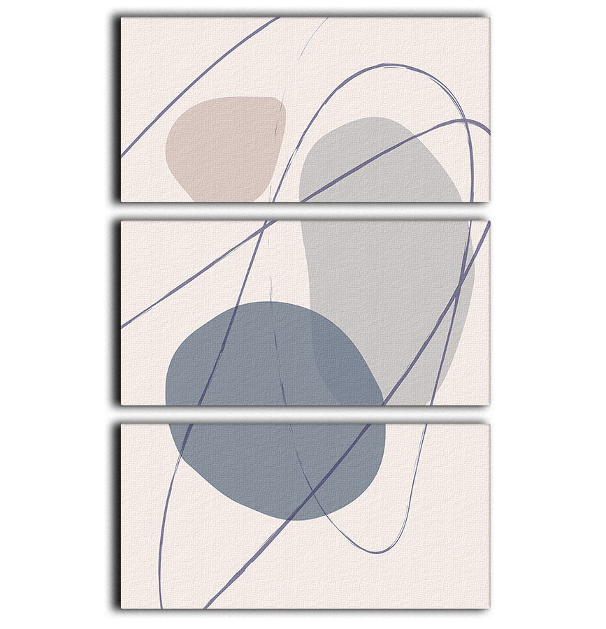 New Shapes Blue No 2 3 Split Panel Canvas Print - Canvas Art Rocks - 1