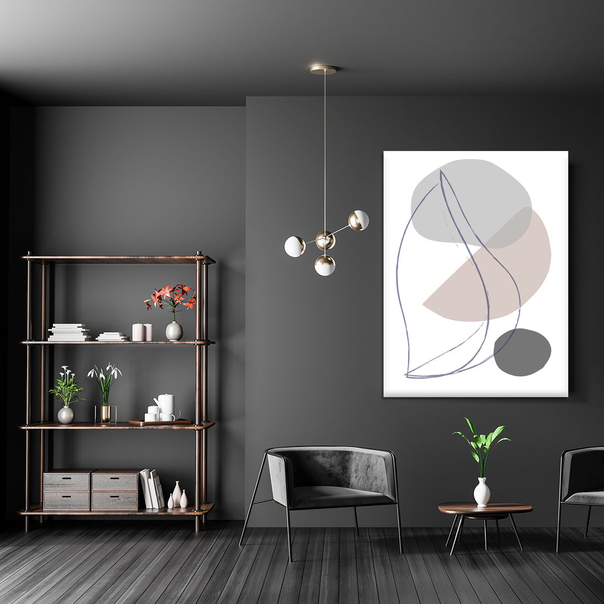 New Shapes Beige 01 Canvas Print or Poster - Canvas Art Rocks - 5