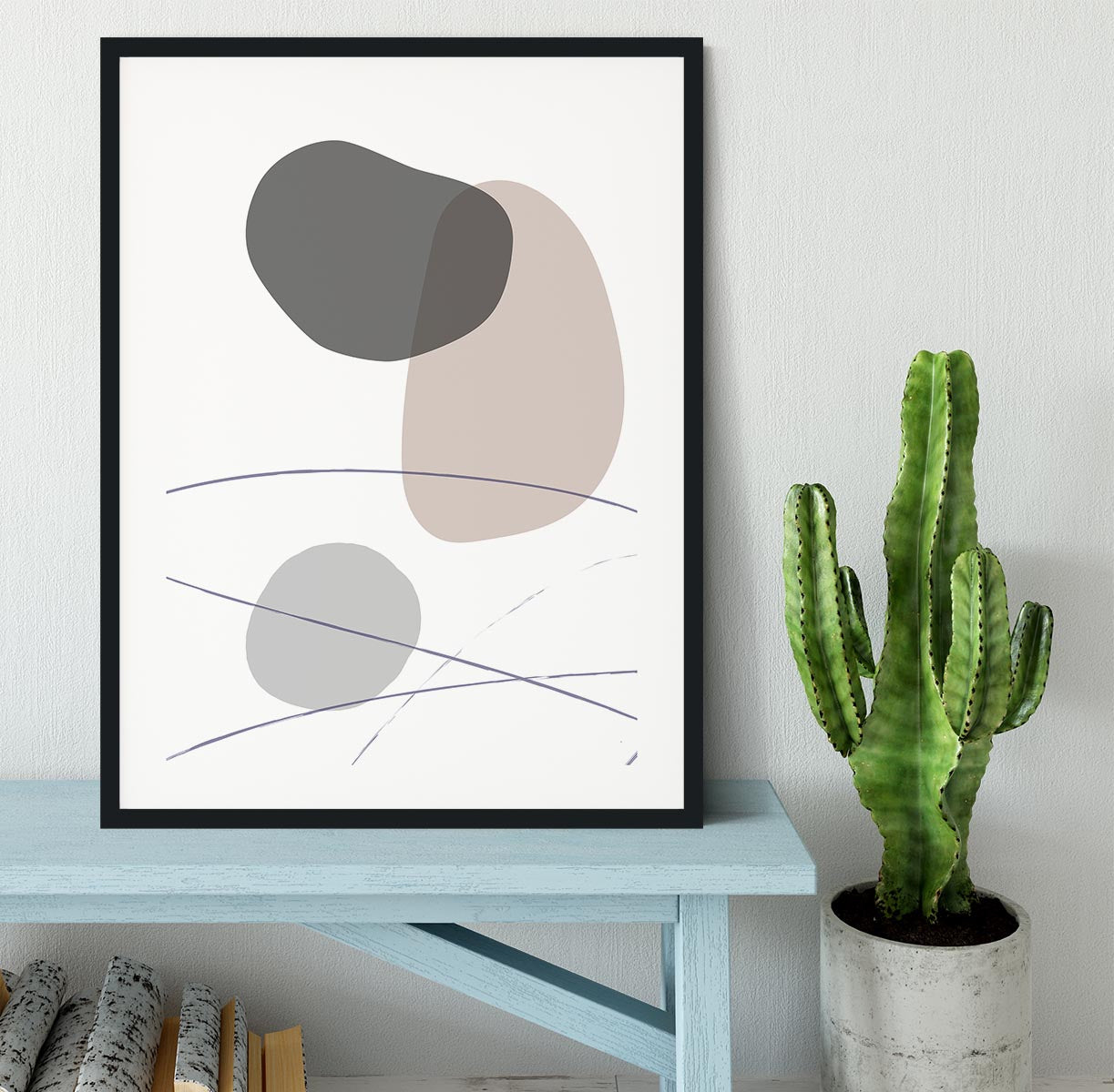 New Shapes Beige 03 Framed Print - Canvas Art Rocks - 1