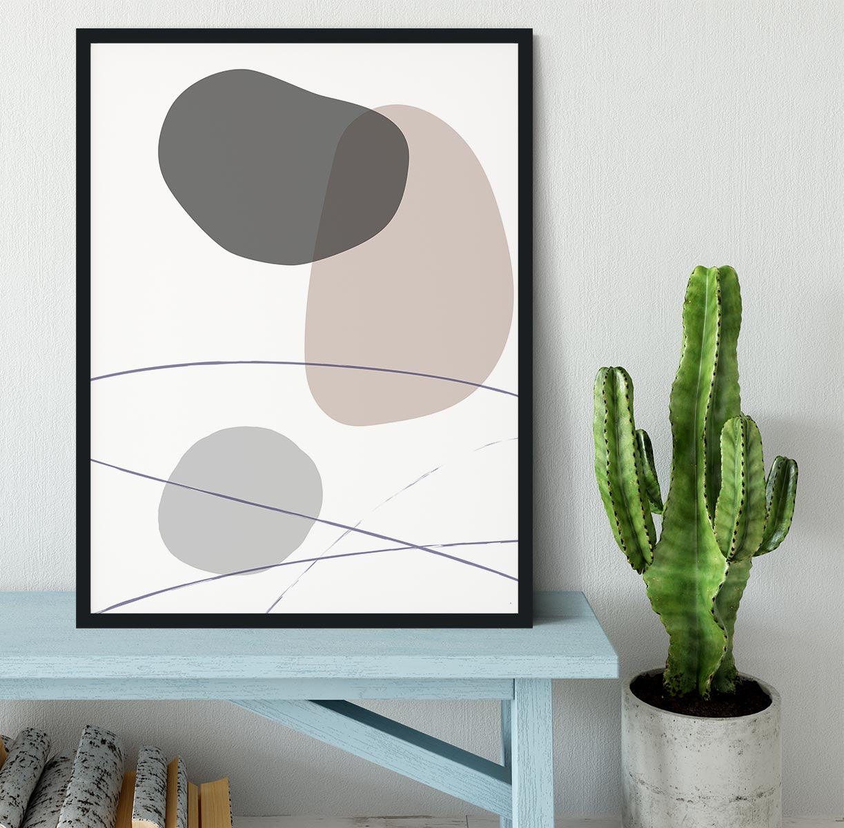 New Shapes Beige 03 Framed Print - Canvas Art Rocks - 2