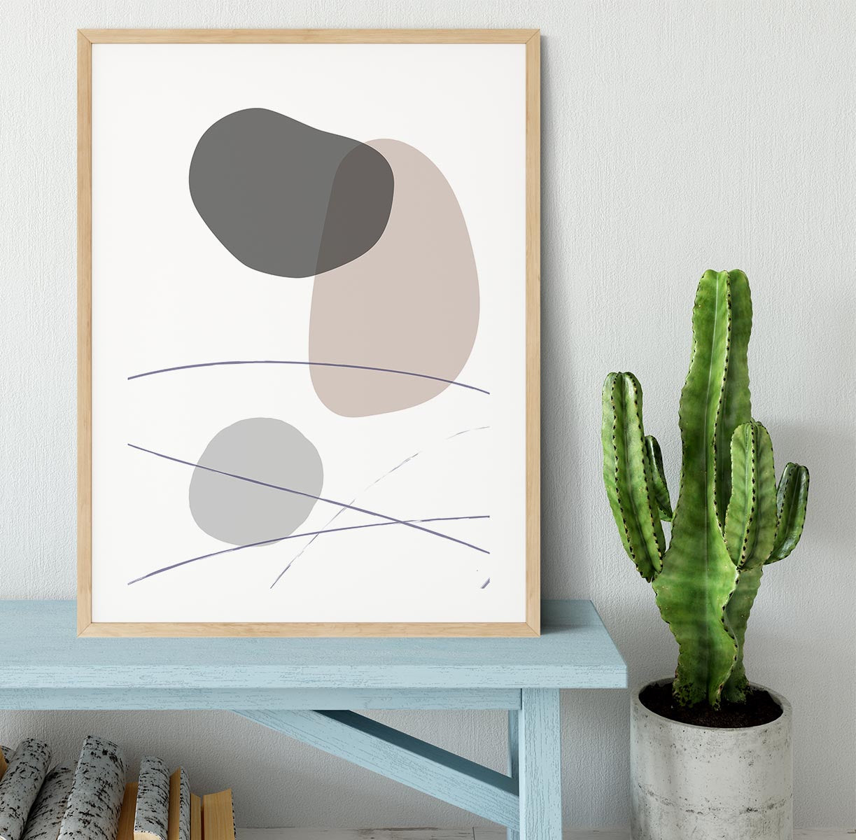 New Shapes Beige 03 Framed Print - Canvas Art Rocks - 3