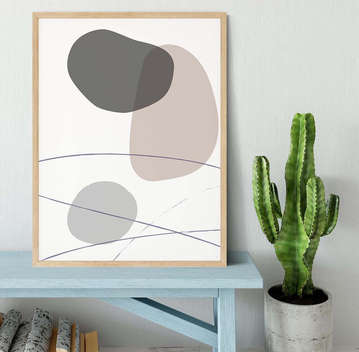 New Shapes Beige 03 Framed Print - Canvas Art Rocks - 4