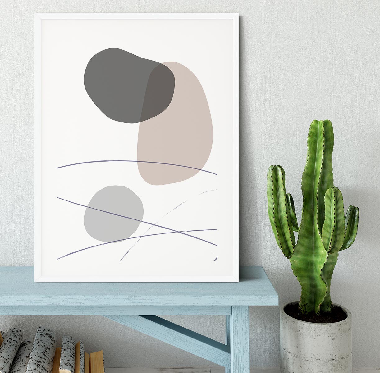 New Shapes Beige 03 Framed Print - Canvas Art Rocks - 5