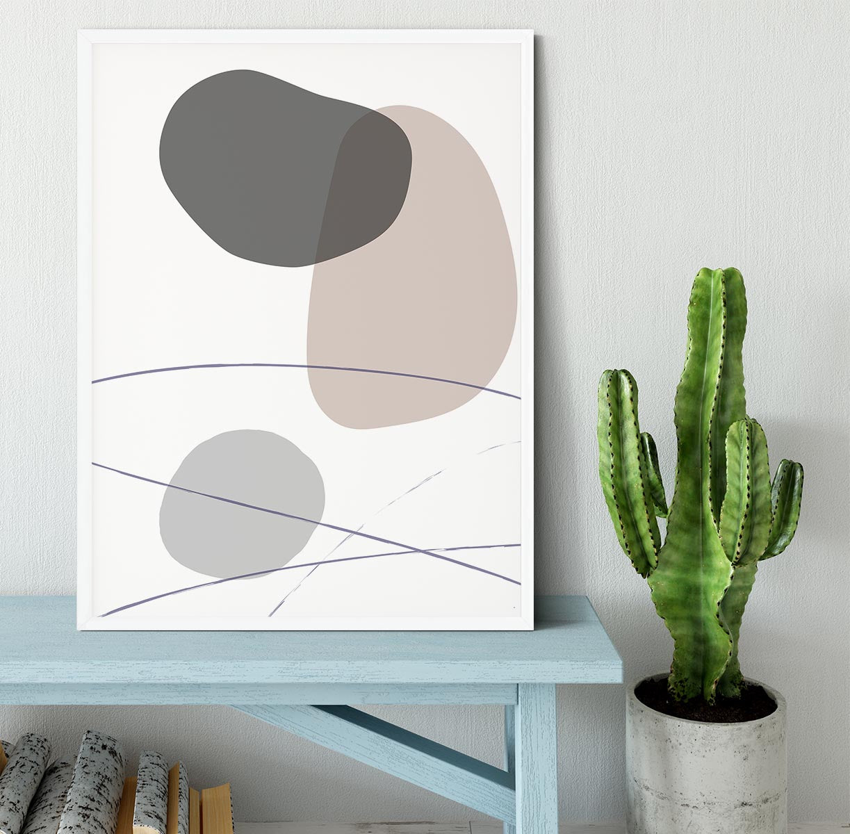 New Shapes Beige 03 Framed Print - Canvas Art Rocks -6