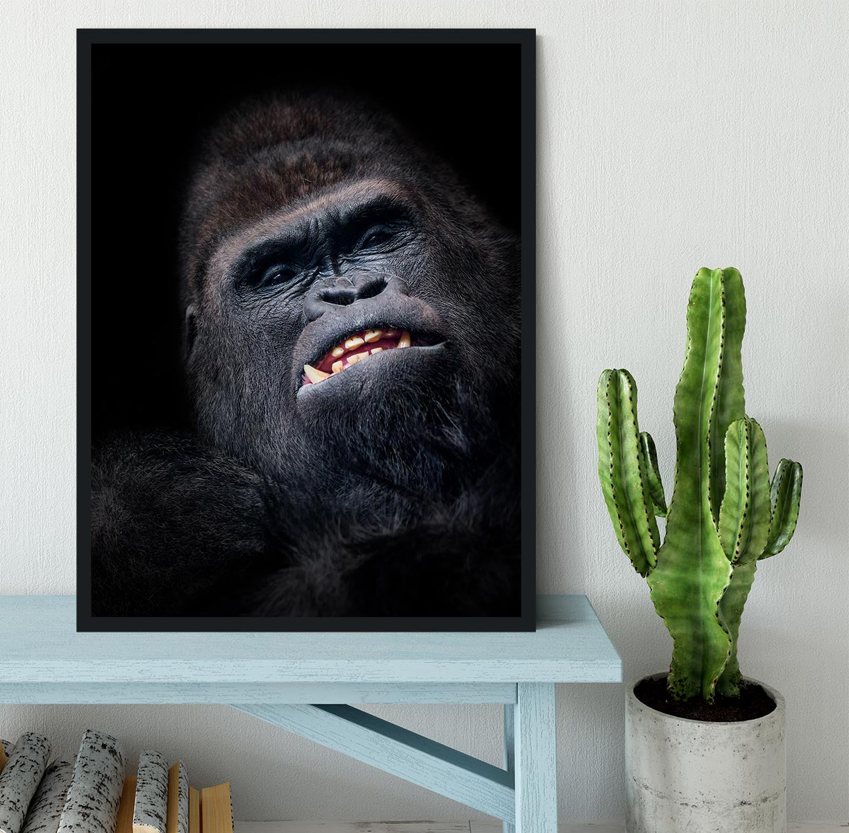 Gorilla face seen from above Framed Print - Canvas Art Rocks - 2