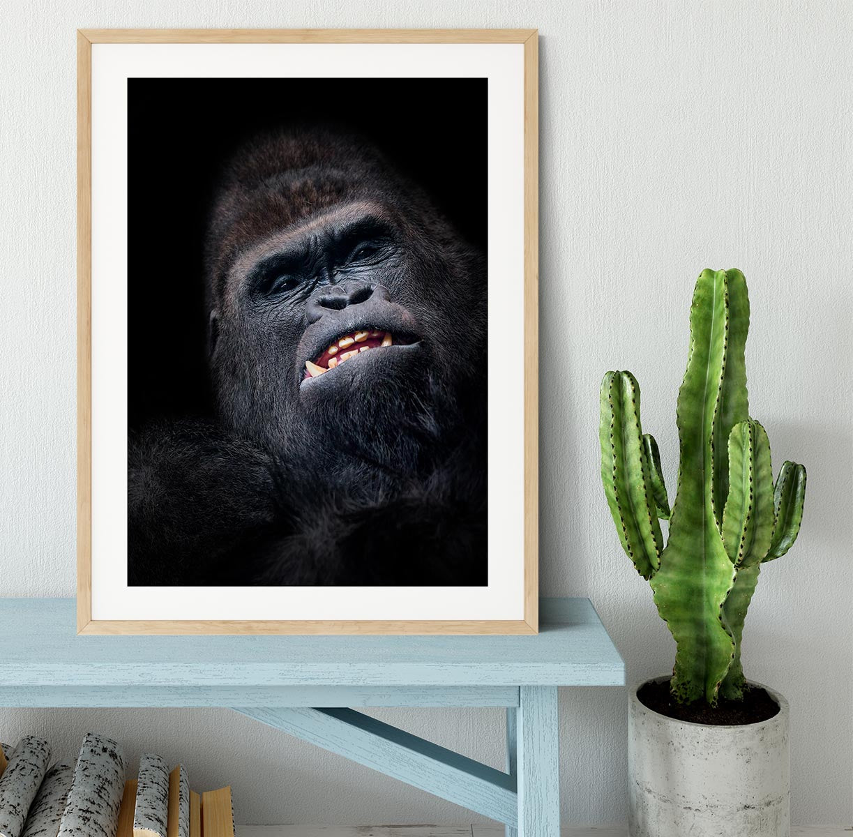 Gorilla face seen from above Framed Print - Canvas Art Rocks - 3