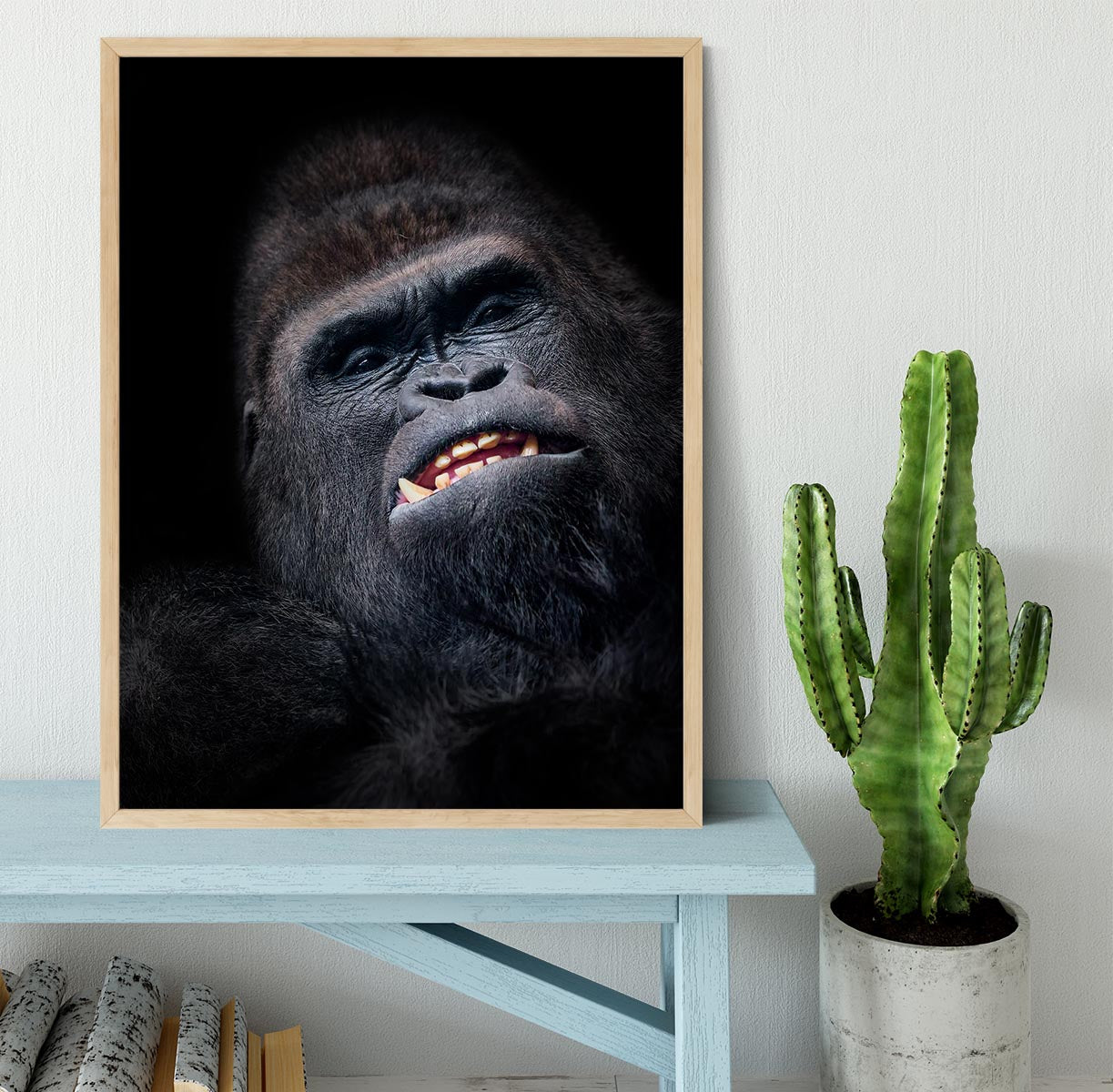 Gorilla face seen from above Framed Print - Canvas Art Rocks - 4