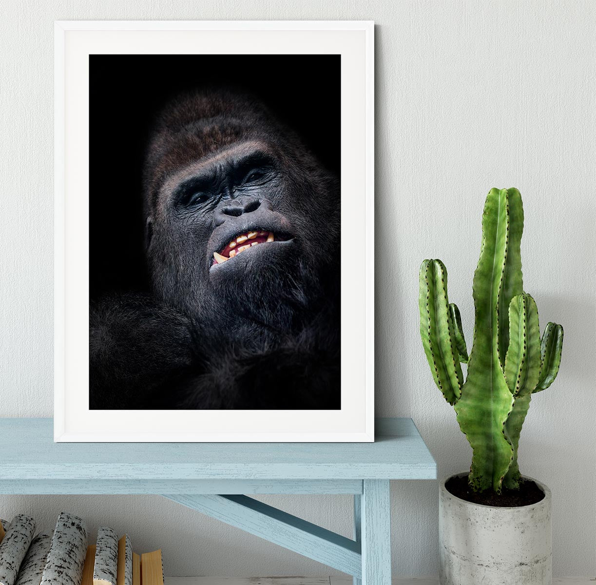Gorilla face seen from above Framed Print - Canvas Art Rocks - 5