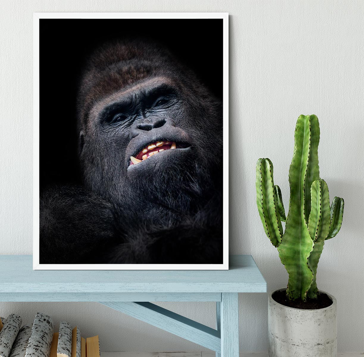Gorilla face seen from above Framed Print - Canvas Art Rocks -6