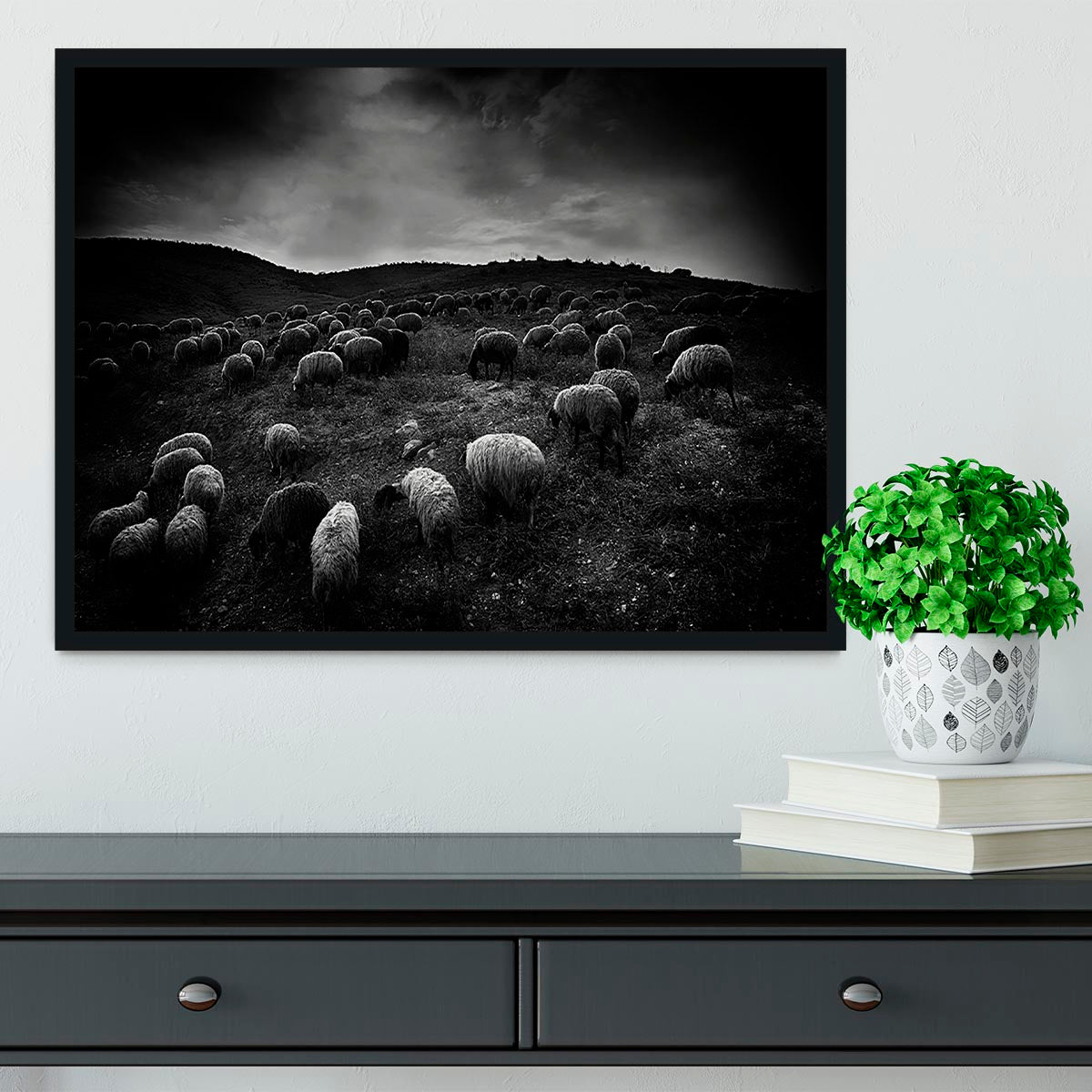 The sheep in the valley Framed Print - Canvas Art Rocks - 2