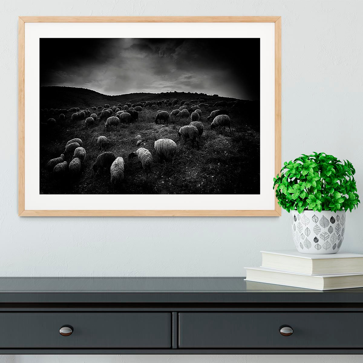 The sheep in the valley Framed Print - Canvas Art Rocks - 3