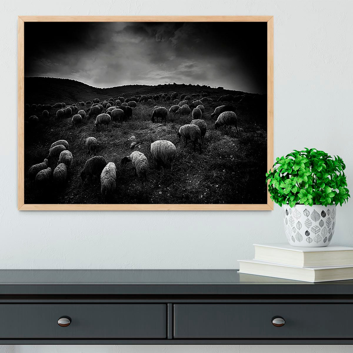 The sheep in the valley Framed Print - Canvas Art Rocks - 4