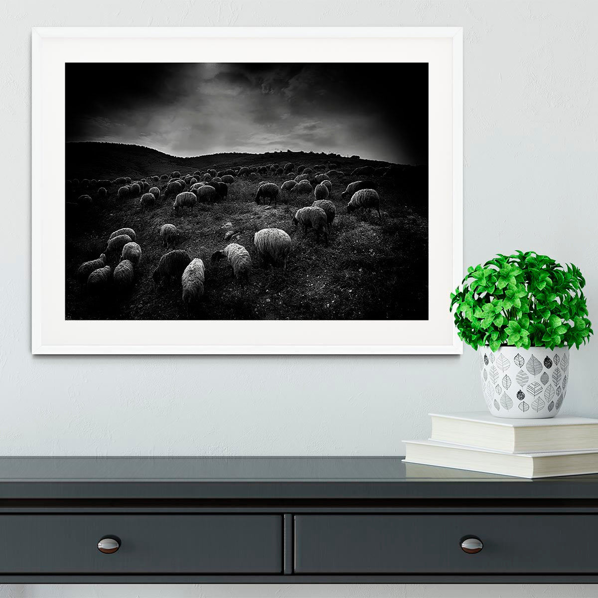 The sheep in the valley Framed Print - Canvas Art Rocks - 5