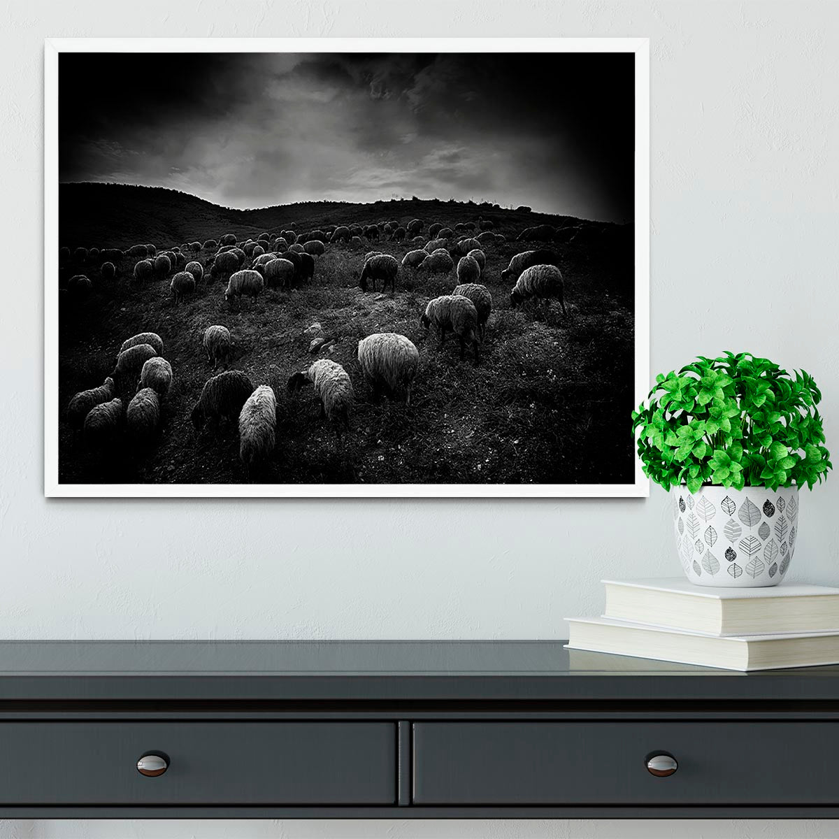 The sheep in the valley Framed Print - Canvas Art Rocks -6