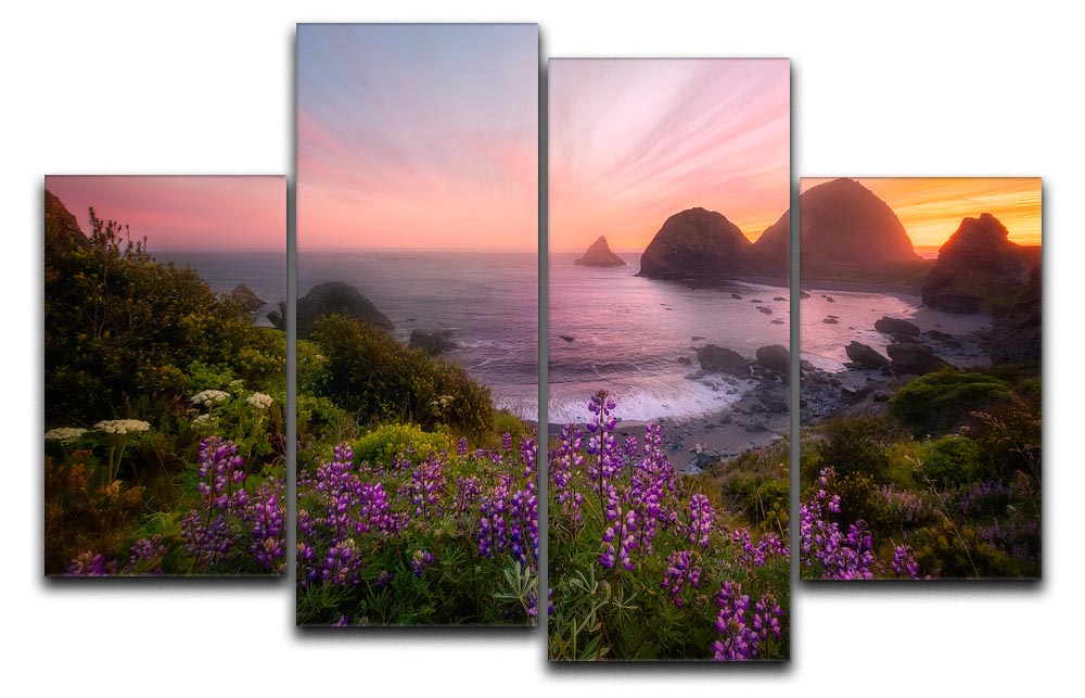 Sister Rocks with Lupin Blooms 4 Split Panel Canvas - Canvas Art Rocks - 1