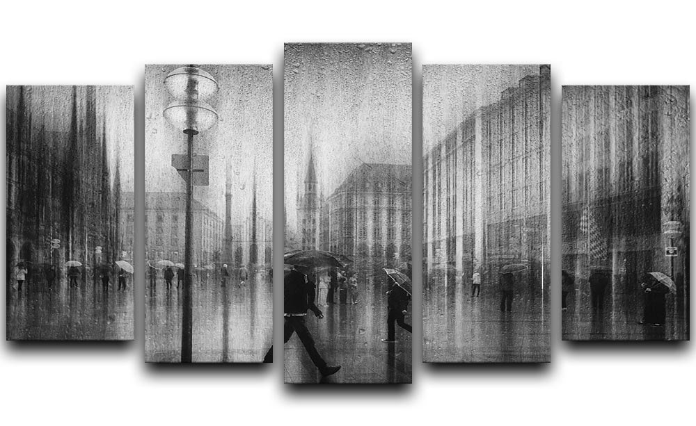 A Rainy Day In Marienplatz 5 Split Panel Canvas - Canvas Art Rocks - 1
