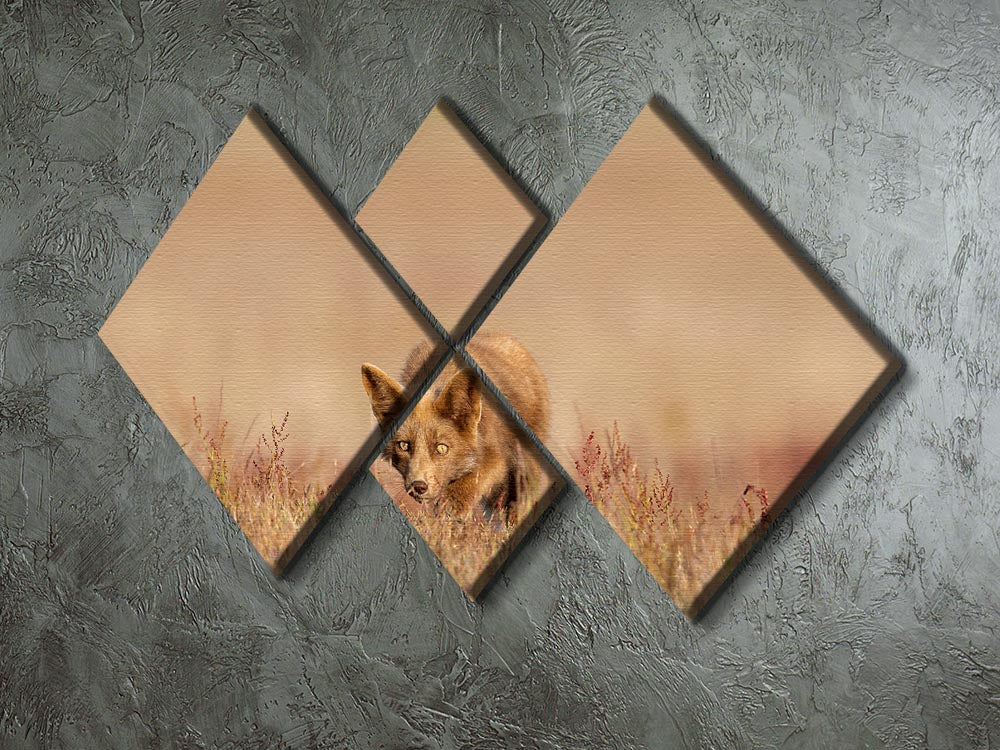 A Fox On The Hunt 4 Square Multi Panel Canvas - Canvas Art Rocks - 2