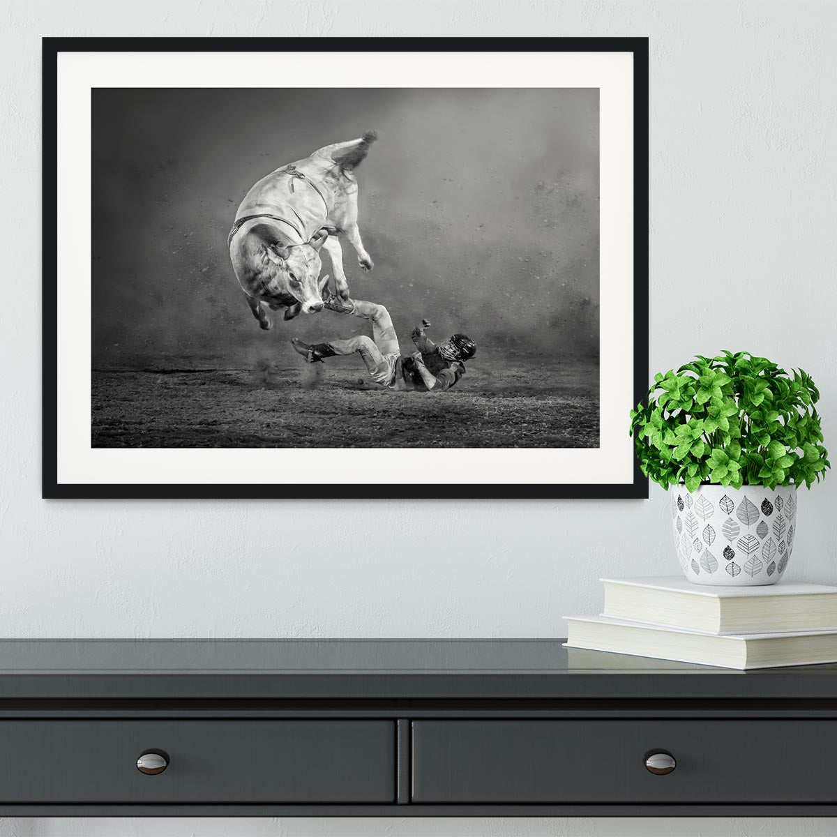 Rodeo Bull Framed Print - Canvas Art Rocks - 1