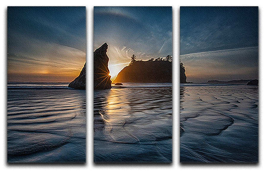 Sunset at Ruby Beach 3 Split Panel Canvas Print - Canvas Art Rocks - 1