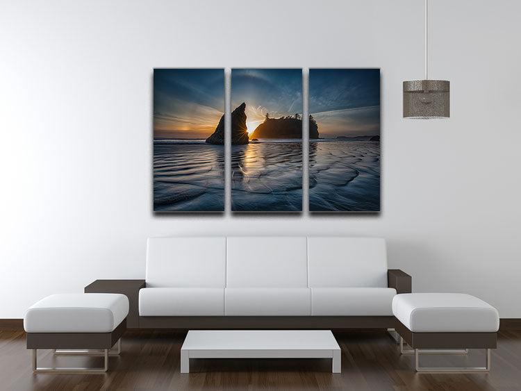 Sunset at Ruby Beach 3 Split Panel Canvas Print - Canvas Art Rocks - 3
