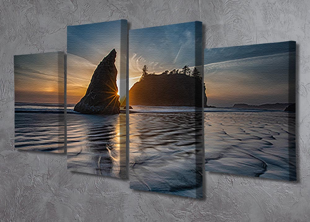 Sunset at Ruby Beach 4 Split Panel Canvas - Canvas Art Rocks - 2