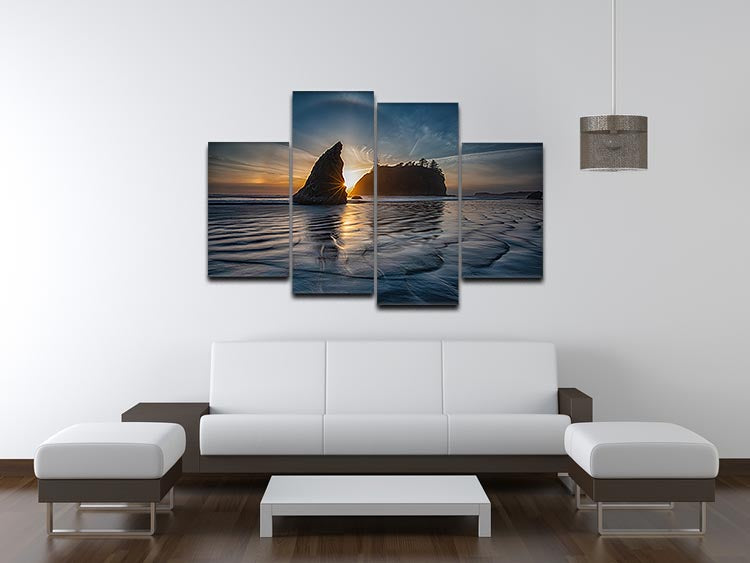 Sunset at Ruby Beach 4 Split Panel Canvas - Canvas Art Rocks - 3