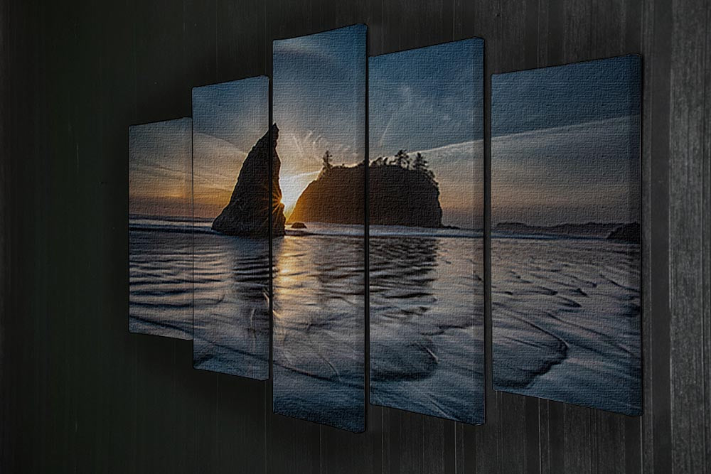 Sunset at Ruby Beach 5 Split Panel Canvas - Canvas Art Rocks - 2