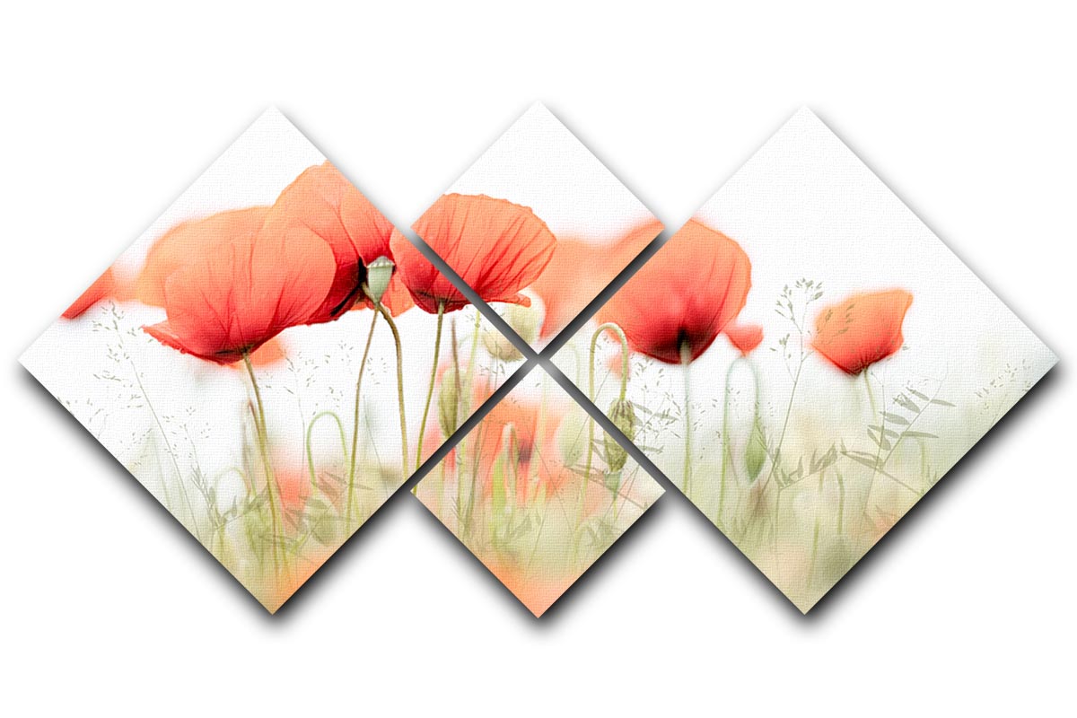 Poppies On A Summer Day 4 Square Multi Panel Canvas - Canvas Art Rocks - 1