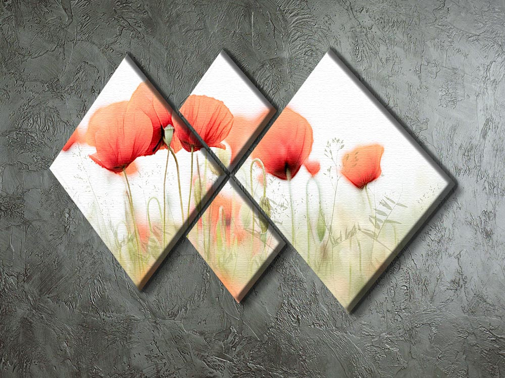 Poppies On A Summer Day 4 Square Multi Panel Canvas - Canvas Art Rocks - 2