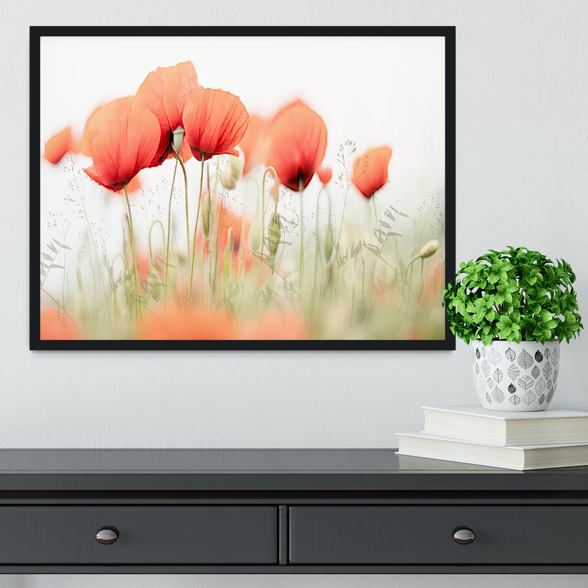 Poppies On A Summer Day Framed Print - Canvas Art Rocks - 2