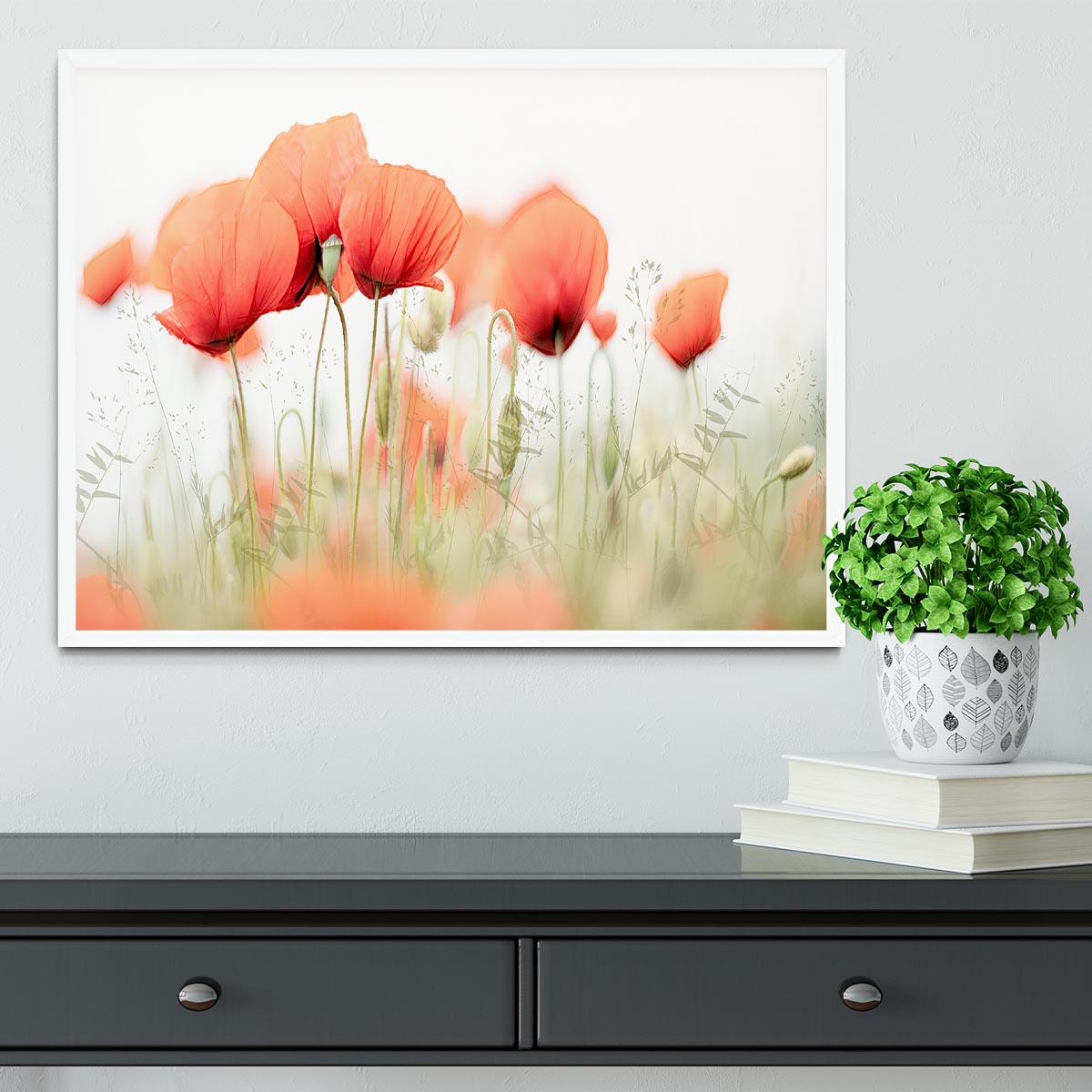 Poppies On A Summer Day Framed Print - Canvas Art Rocks -6