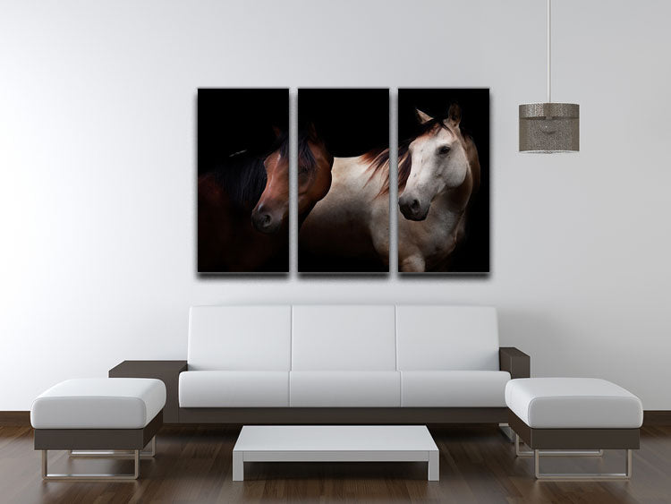 Horses In The Dark 3 Split Panel Canvas Print - Canvas Art Rocks - 3
